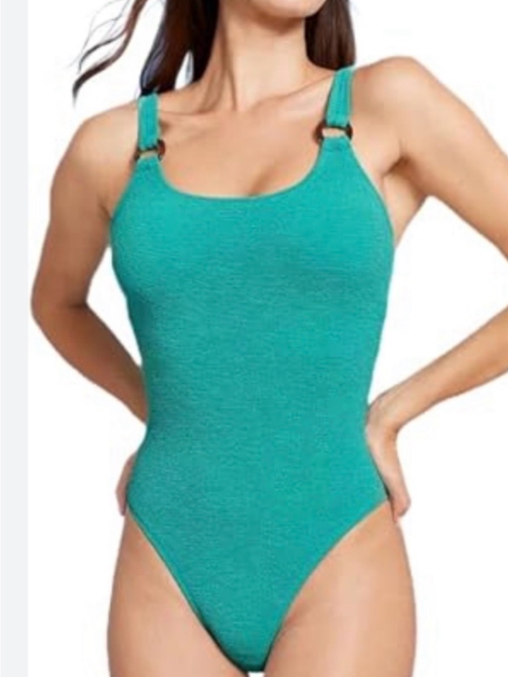 Shade & Swim women’s turquoise one piece swimsuit textured fabric MED 8/10 NWT